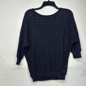 Jones New York Women's Sweater Size Medium Navy Blue Open Knit